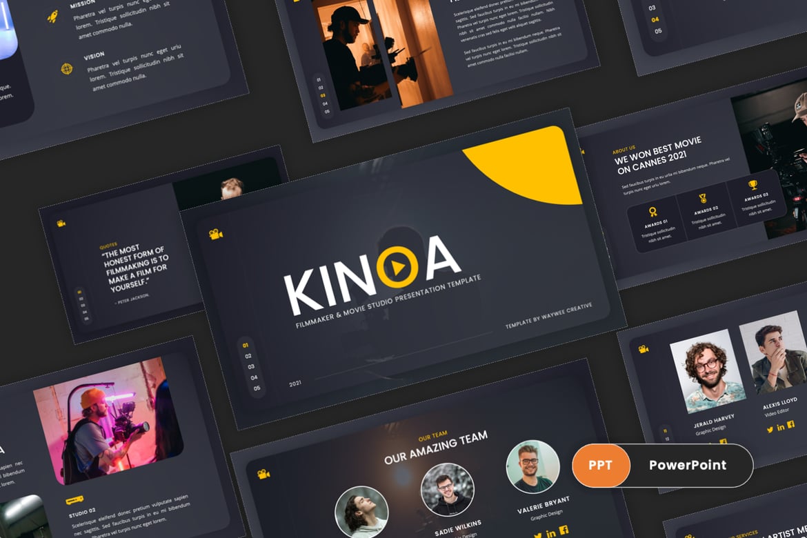 Kinoa - Template PowerPoint untuk Pembuat Film & Studio Film yang Menarik