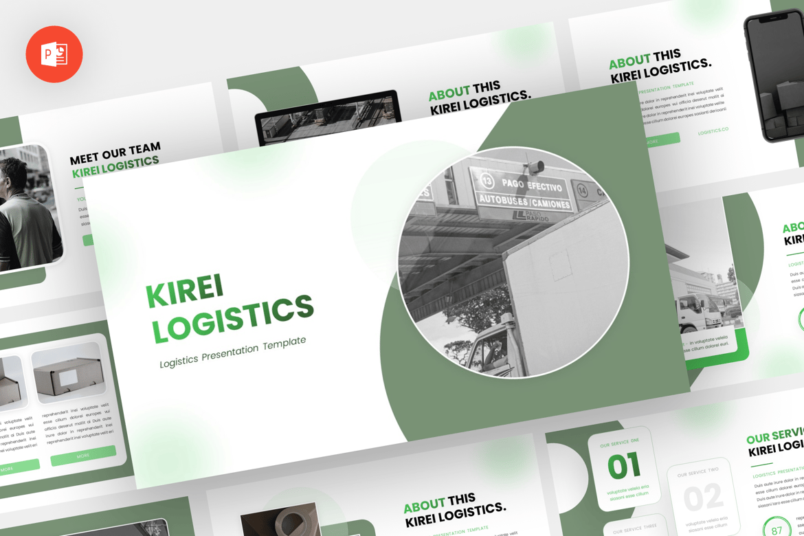 Kirei - Template Powerpoint Logistik Modern dan Profesional