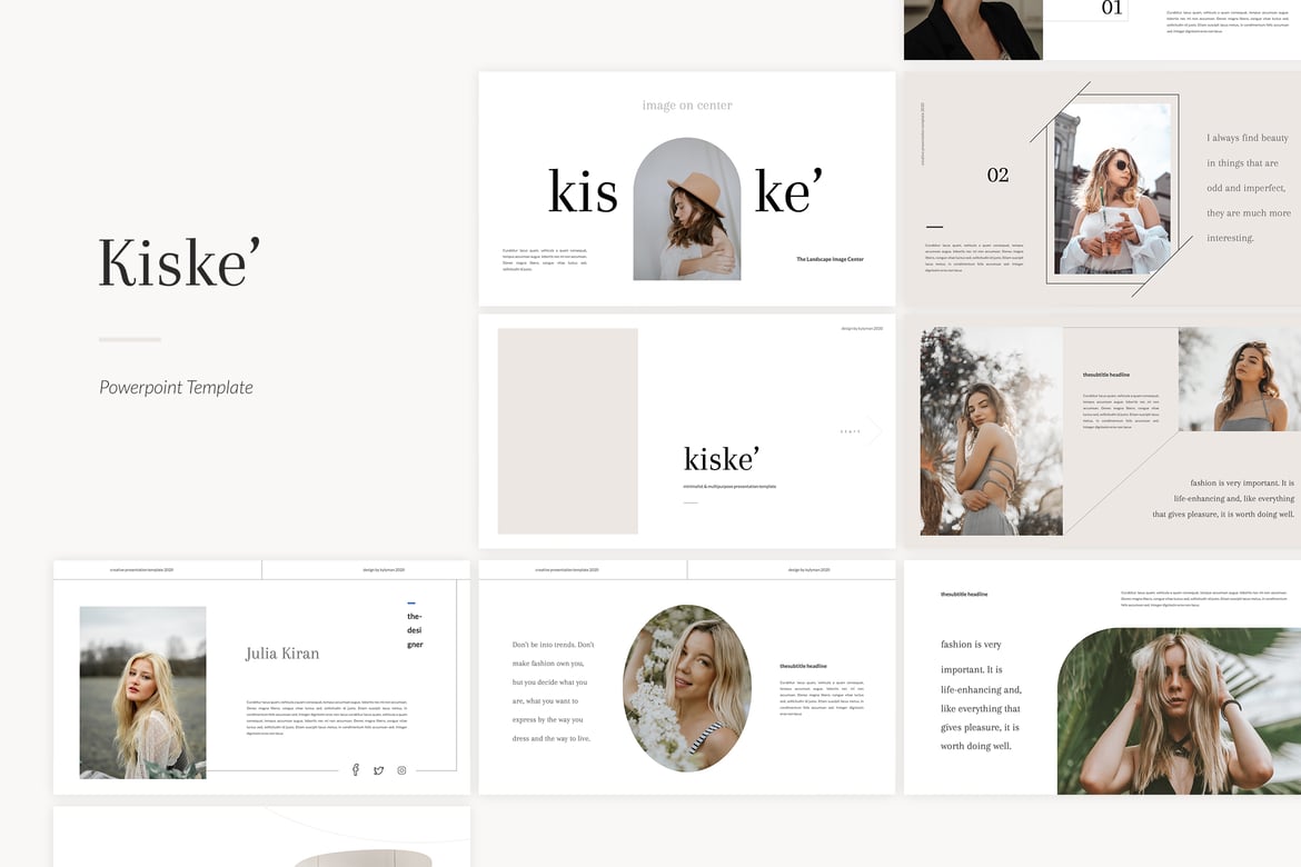 Template Presentasi PowerPoint Kiske - Desain Minimalis yang Kreatif