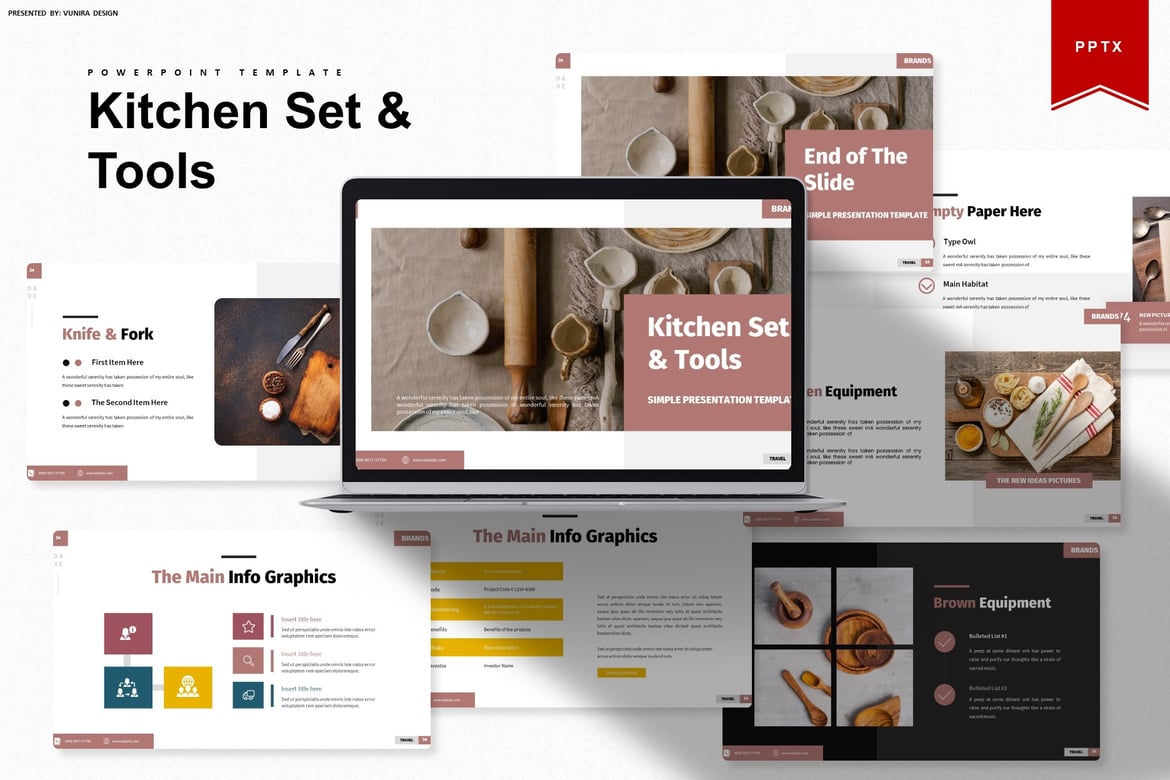 Template Powerpoint Set Dapur & Alat Masak yang Menarik