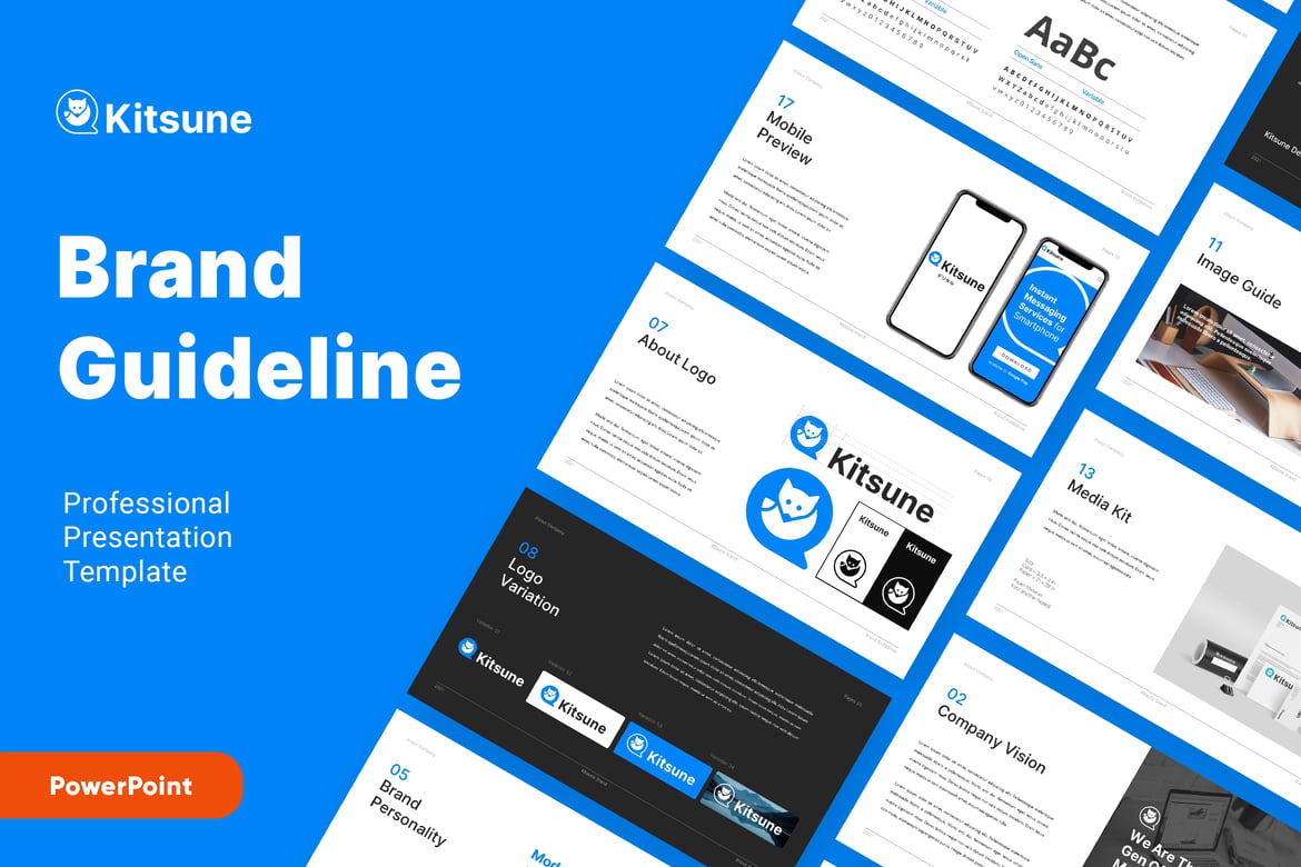 KITSUNE - Template Powerpoint Panduan Merek yang Profesional