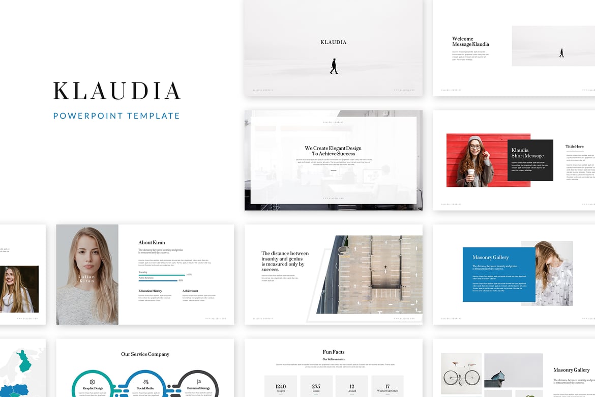 Template PowerPoint Klaudia - Desain Minimalis Modern untuk Presentasi Anda