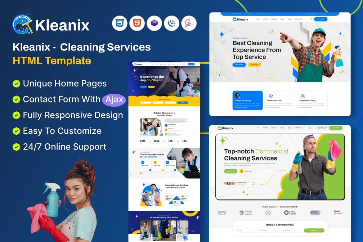 Kleanix - Template Website Layanan Pembersihan yang Menarik