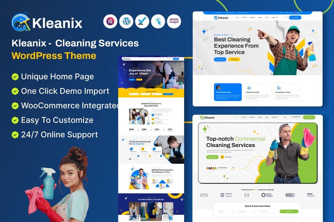 Kleanix - Tema WordPress Layanan Kebersihan yang Modern dan Menarik
