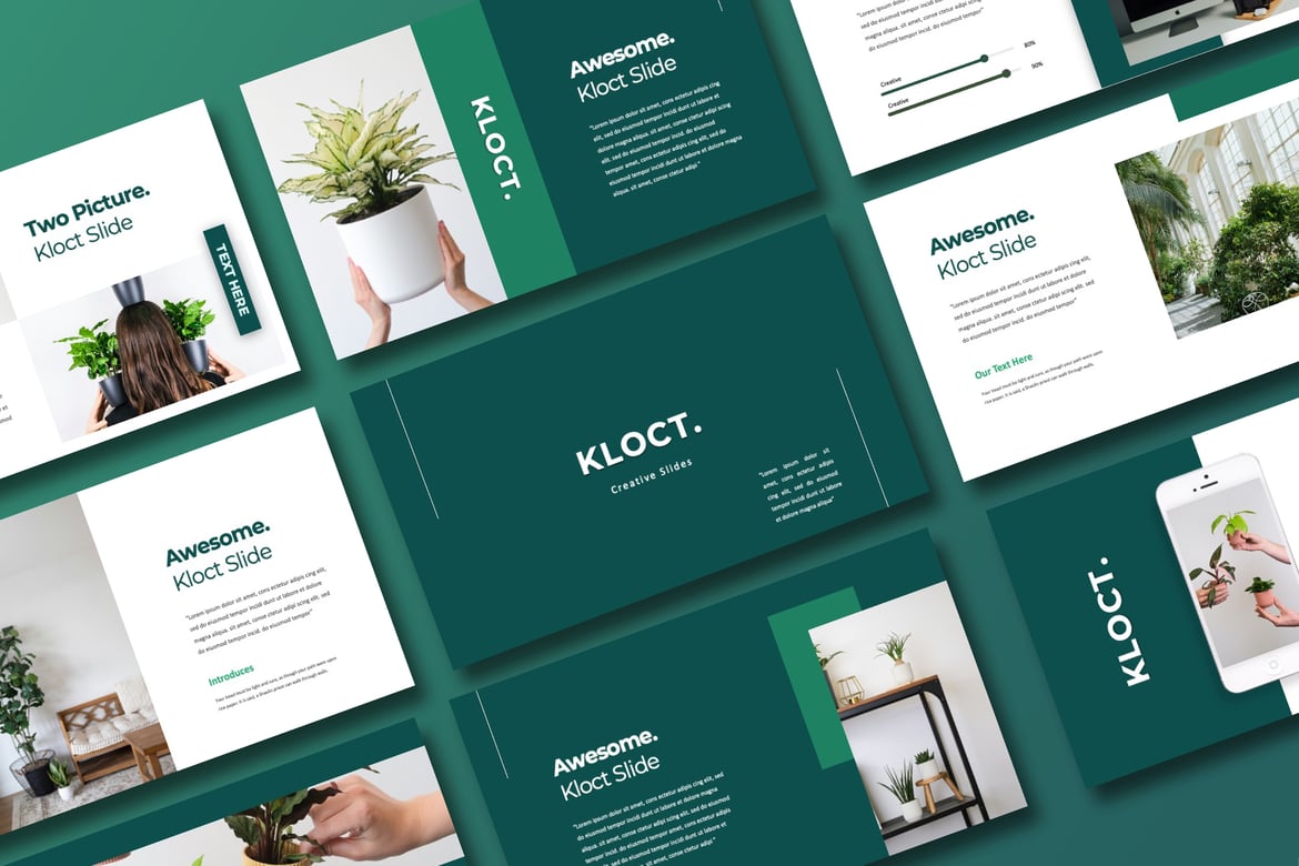 Template PowerPoint Kloct Green yang Kreatif dan Stylish