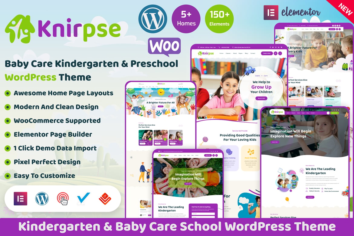 Knirpse – Tema WordPress Menarik untuk Pendidikan Anak dan Perawatan Bayi