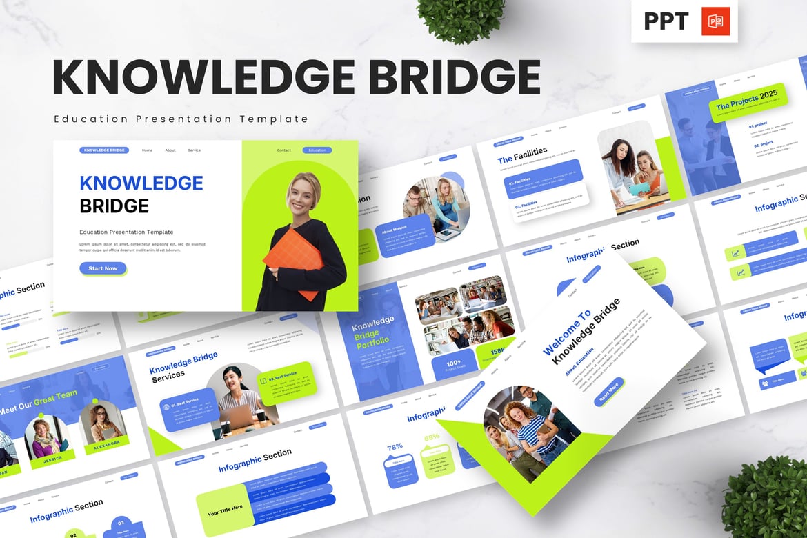 Template Presentasi Pendidikan - Knowledge Bridge yang Menarik