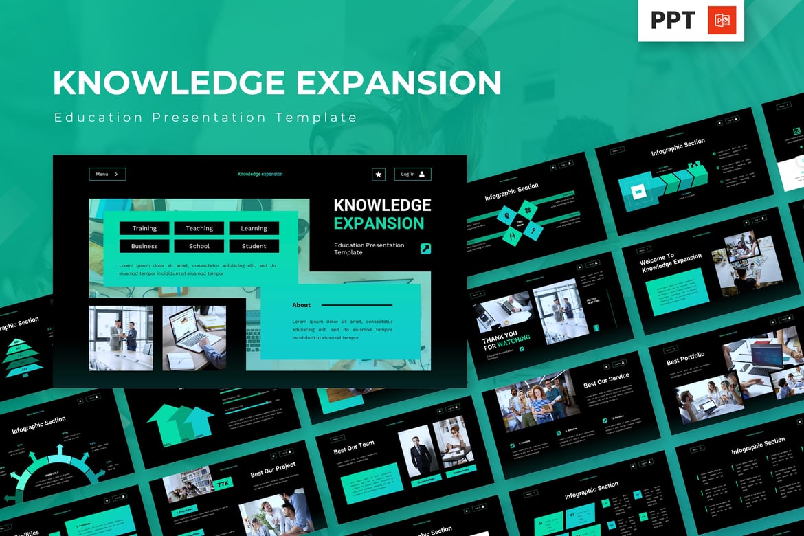 Template Powerpoint Pendidikan - Ekspansi Pengetahuan yang Menarik