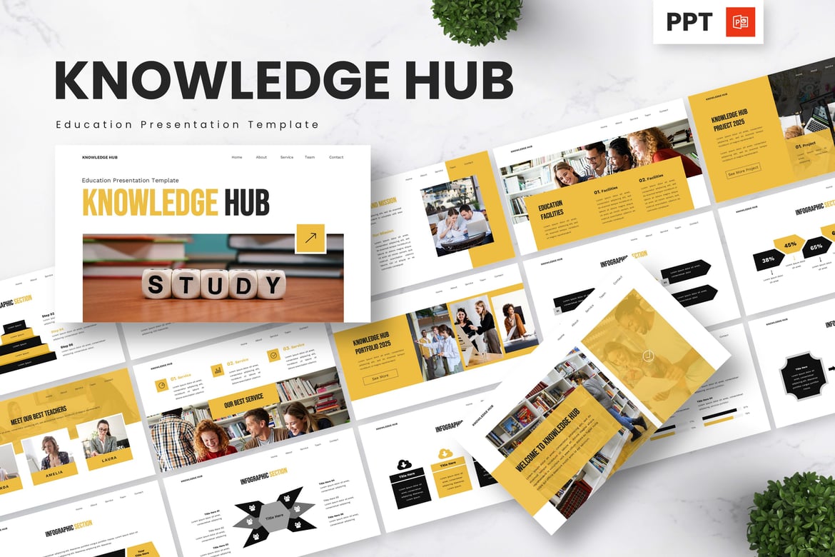 Template Presentasi Pendidikan - Knowledge Hub yang Menarik