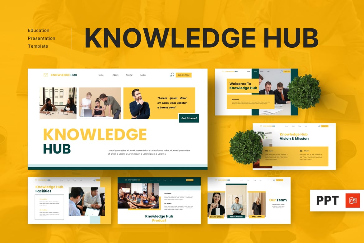 Template Presentasi Edukasi - Knowledge Hub yang Menarik
