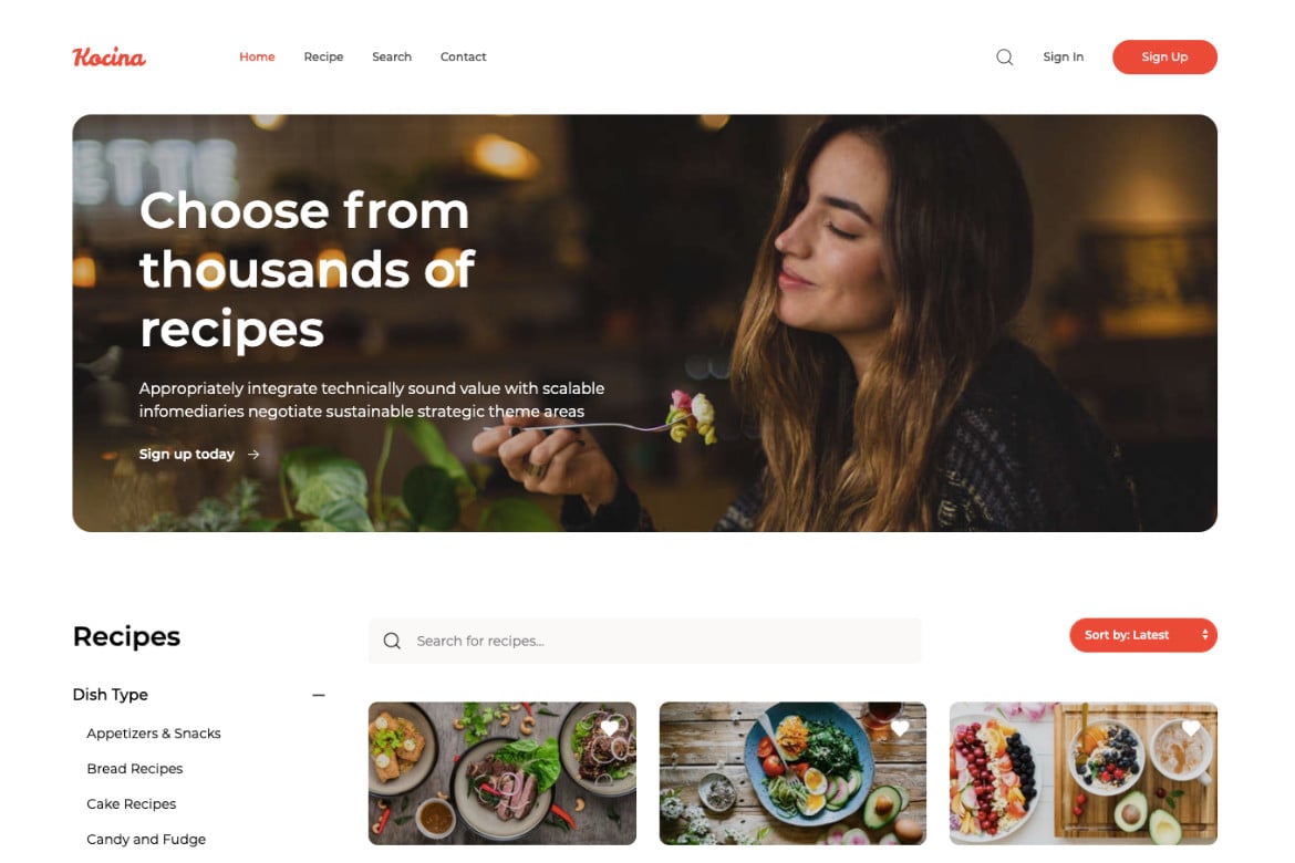 Template Web Kocina - Desain Responsif untuk Resep Masakan