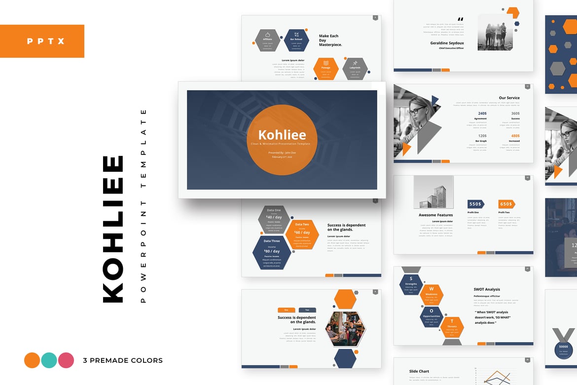 Template Presentasi PowerPoint Kohliee yang Kreatif dan Profesional
