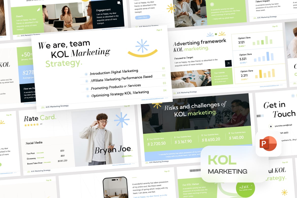 Template PowerPoint KOL Marketing yang Kreatif dan Menarik