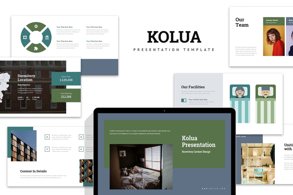 Template PowerPoint Kolua: Presentasi Sewa Kamar & Apartemen yang Menarik