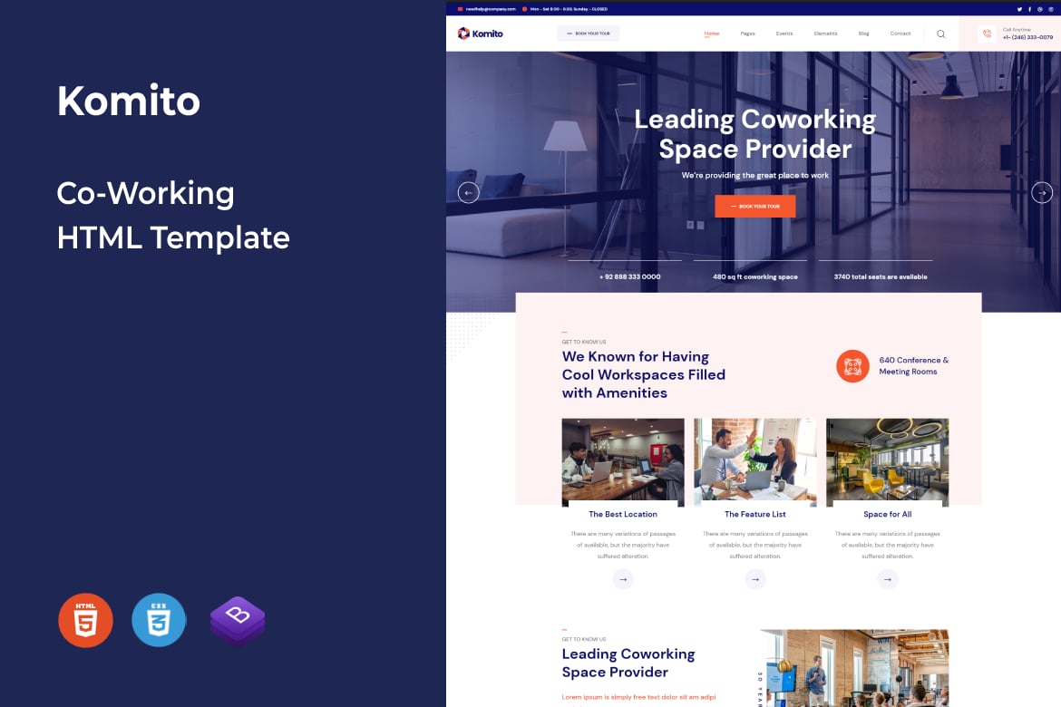 Komito - Template Website Co-Working Modern dan Responsif