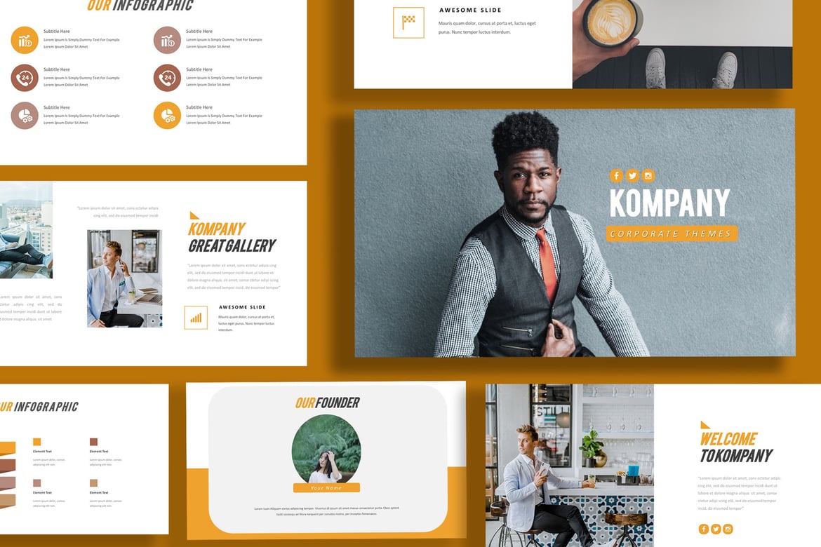 Template Presentasi Bisnis Modern Kompany untuk PowerPoint