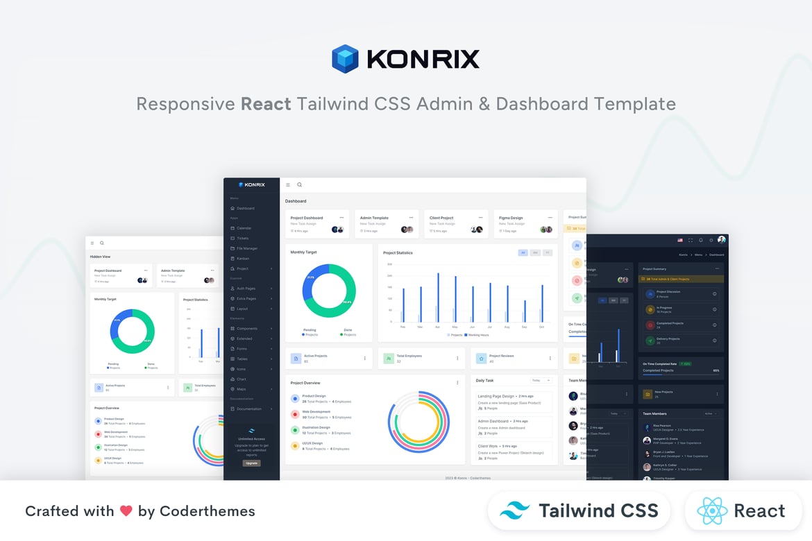 Konrix - Template Website Admin & Dashboard dengan React dan Tailwind CSS