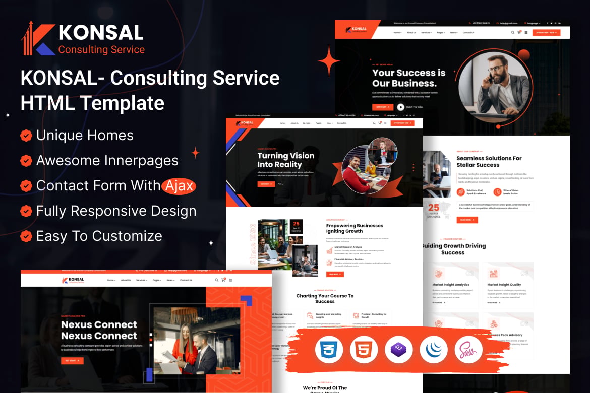Konsal - Template HTML Bisnis & Konsultasi Korporat yang Modern