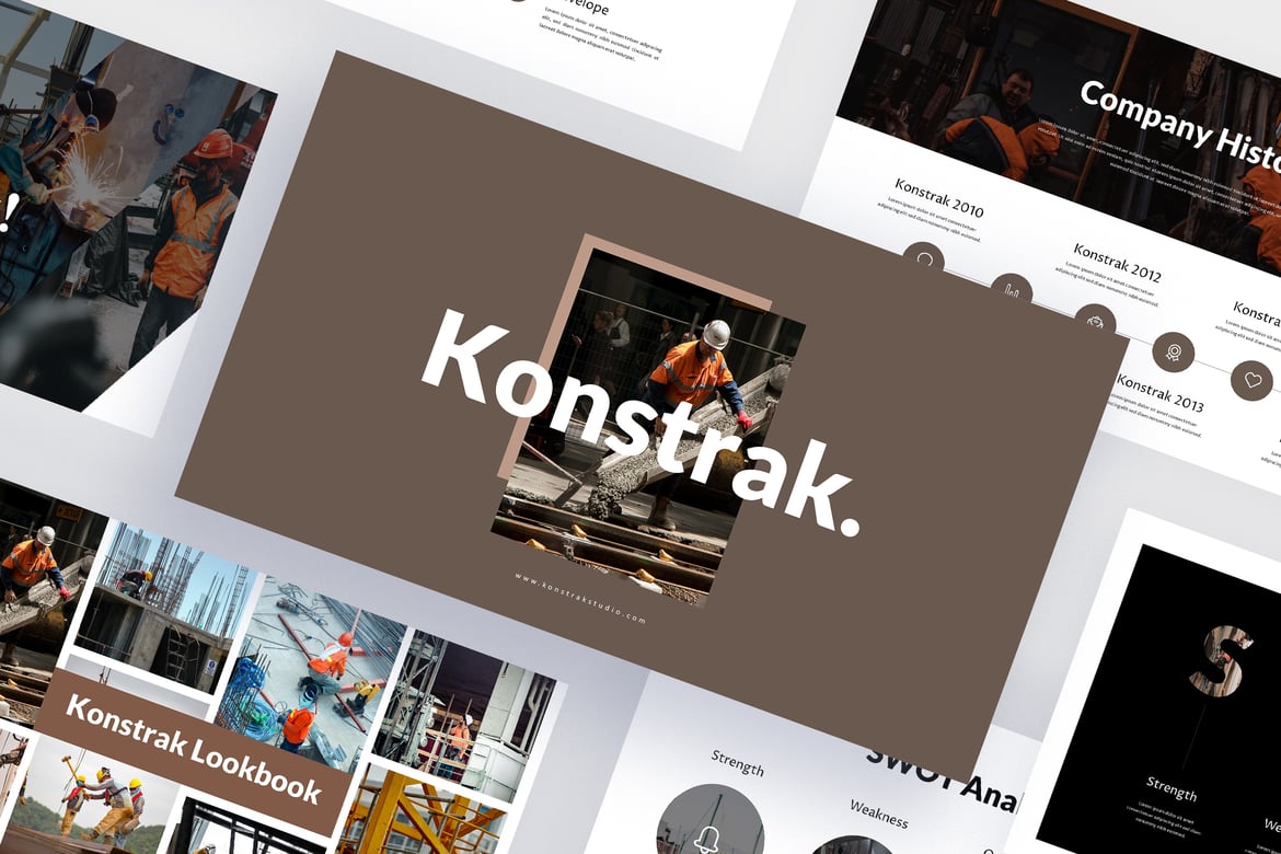 Template Presentasi Powerpoint Konstrak untuk Insinyur Proyek yang Kreatif