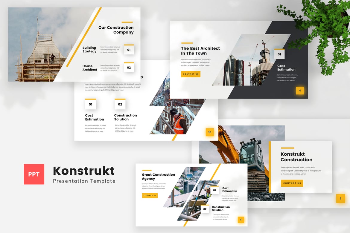 Konstrukt - Template PowerPoint untuk Proyek Konstruksi yang Menarik