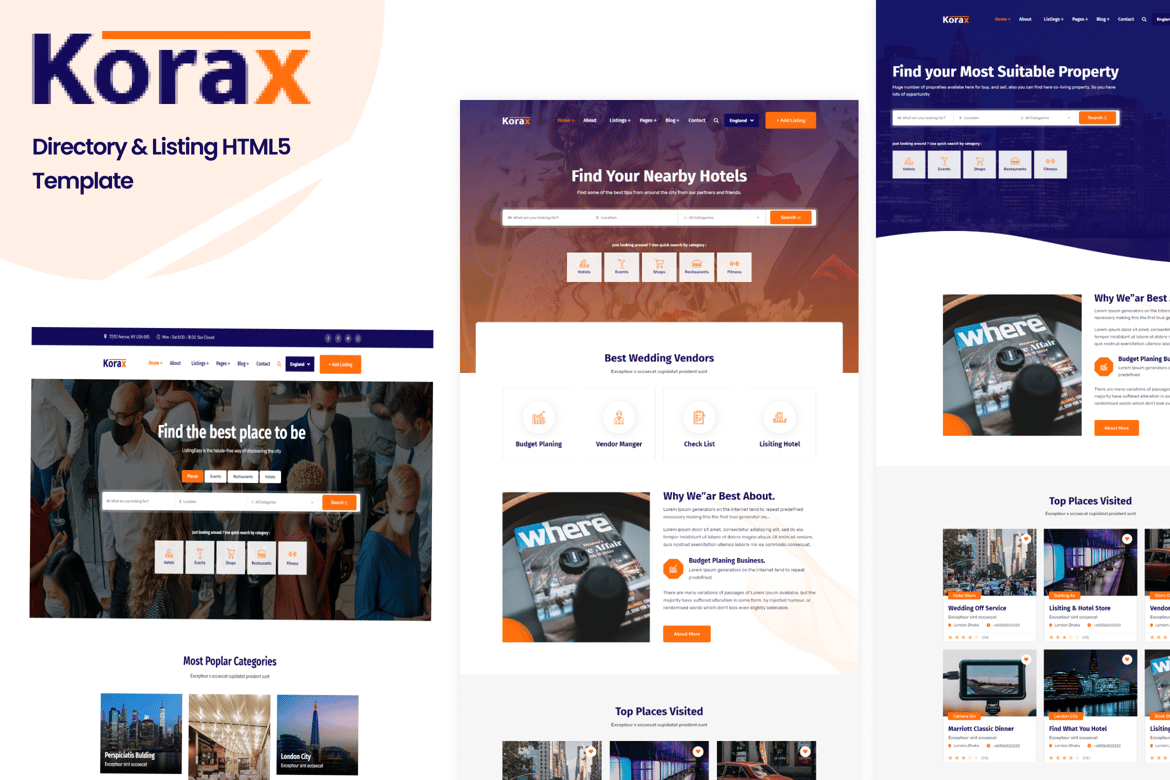 Template Website Korax - Direktori & Listing HTML5 Modern