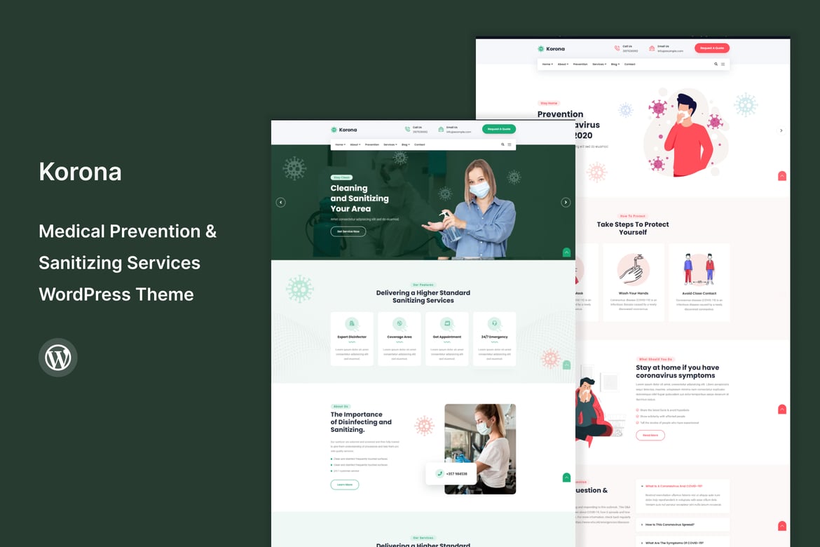 Tema WordPress Korona - Solusi Medis dan Sanitasi Terpercaya