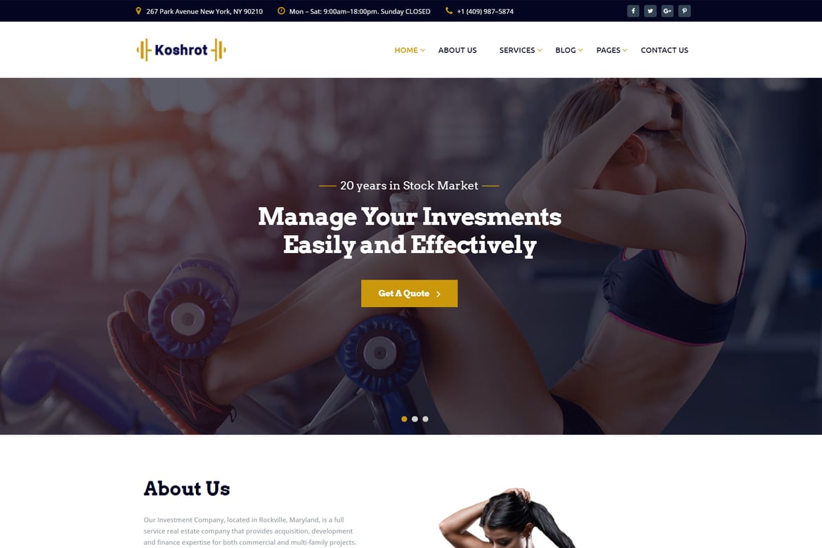 Koshrot - Template Website Gym dan Kebugaran dengan Pembuat Halaman
