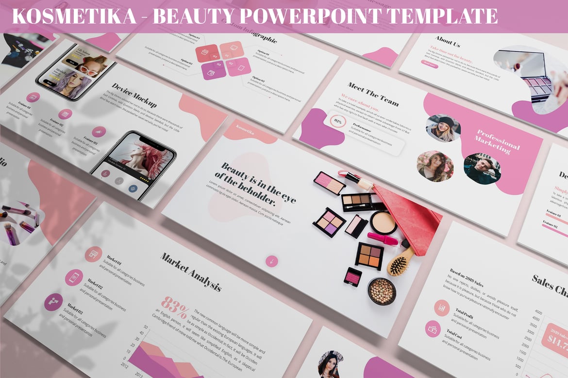 Template PowerPoint Kosmetika - Presentasi Kecantikan yang Menarik