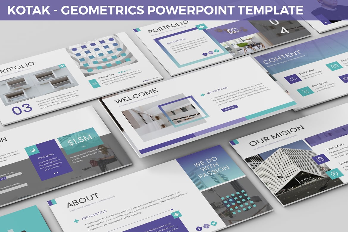 Template Powerpoint Kotak - Desain Geometris yang Modern dan Menarik