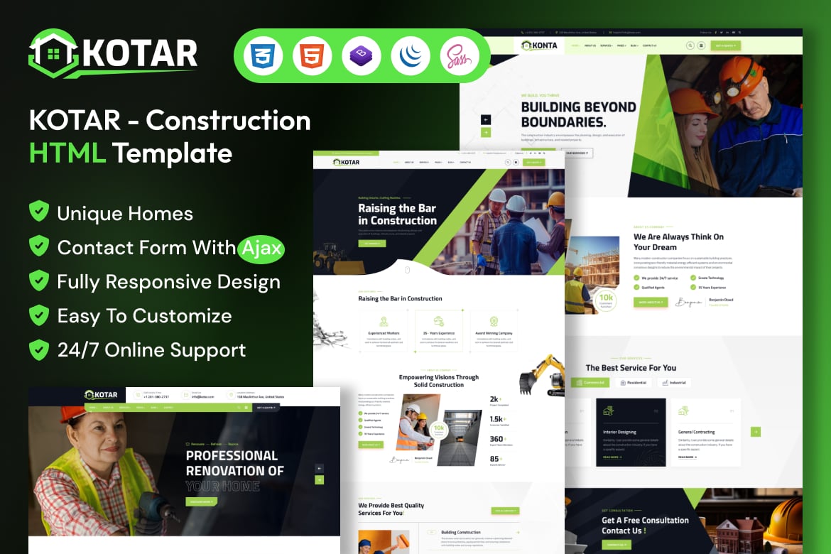 Kotar - Template Website Perusahaan Konstruksi yang Menarik