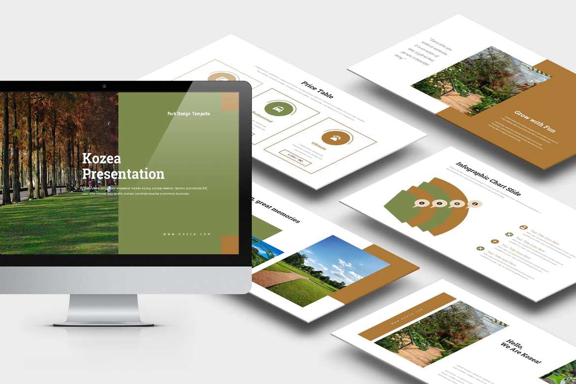 Template PowerPoint Kozea: Presentasi Taman dan Lanskap yang Menarik