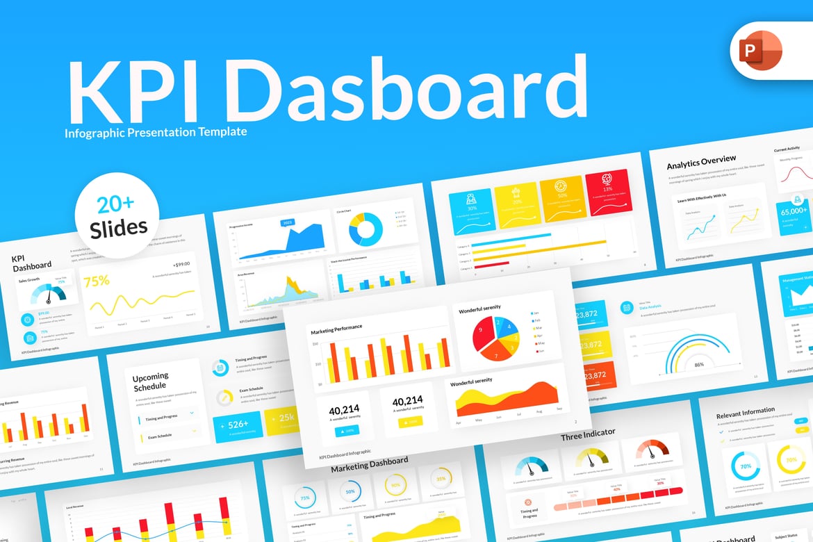 Template Presentasi PowerPoint Infografis Dashboard KPI yang Menarik