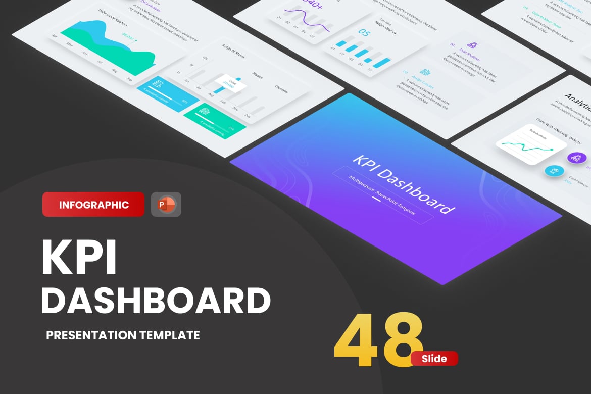 Template Presentasi PowerPoint Dashboard KPI Neumorph yang Menarik