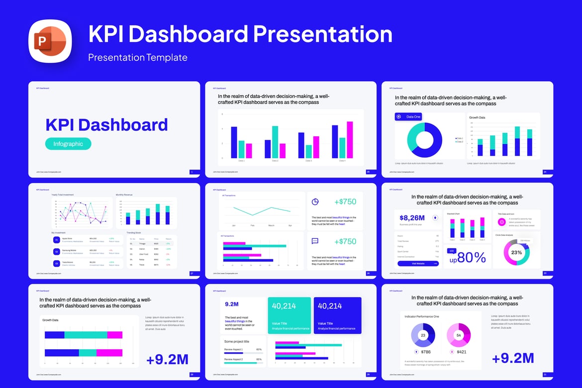 Template PowerPoint Dashboard KPI yang Menarik dan Profesional