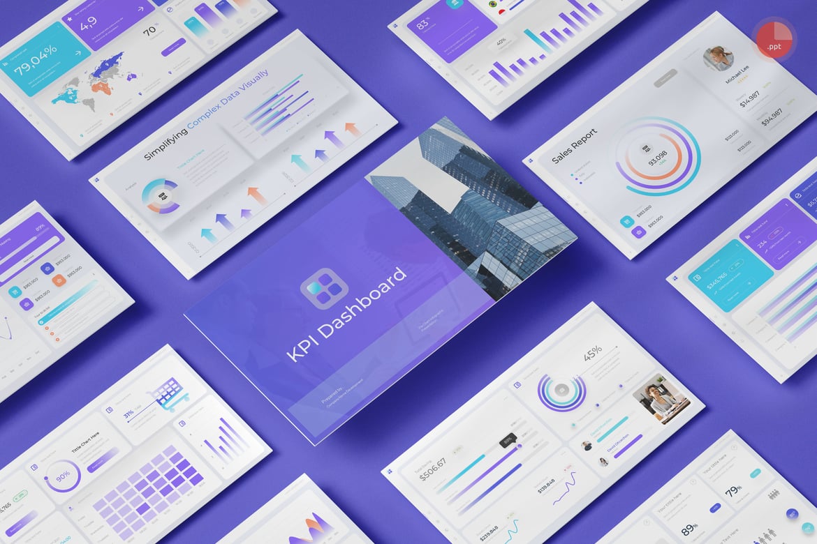 Template Presentasi KPI Dashboard PowerPoint yang Menarik dan Profesional
