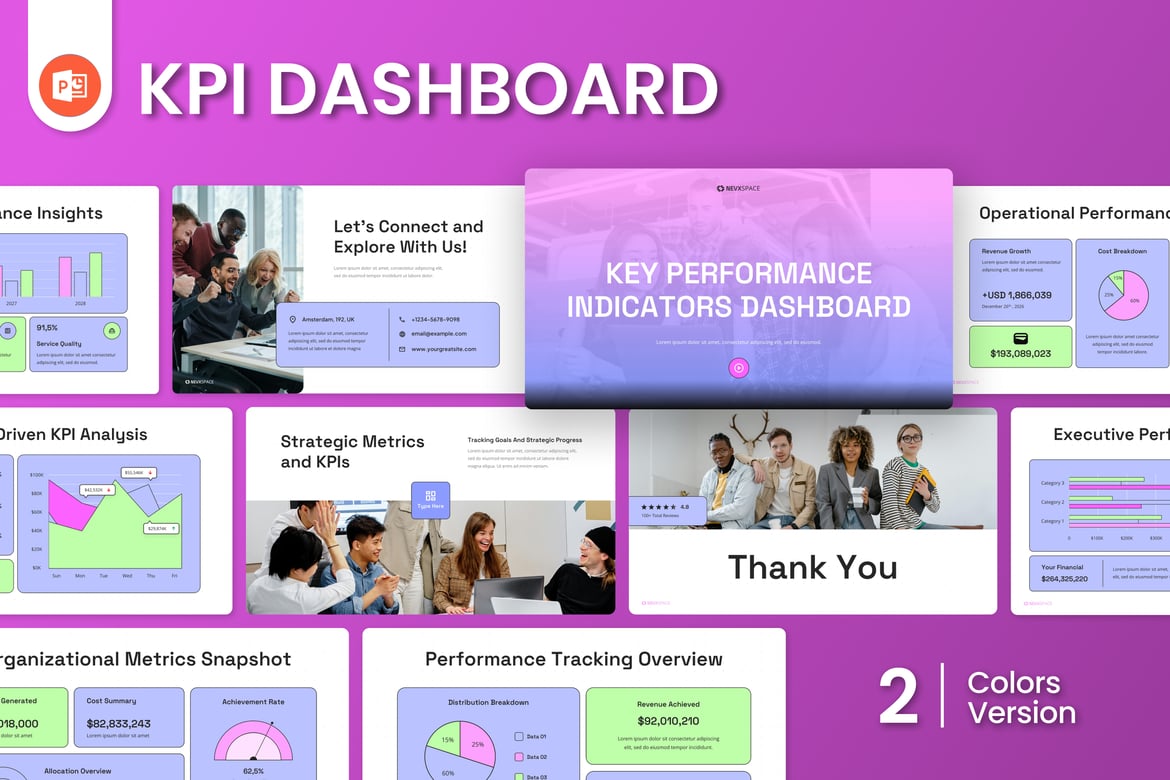 Template PowerPoint Dashboard KPI Modern untuk Presentasi Efektif