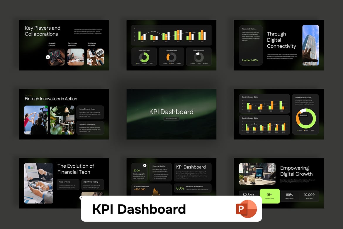 Template Presentasi KPI Dashboard PowerPoint yang Modern dan Profesional