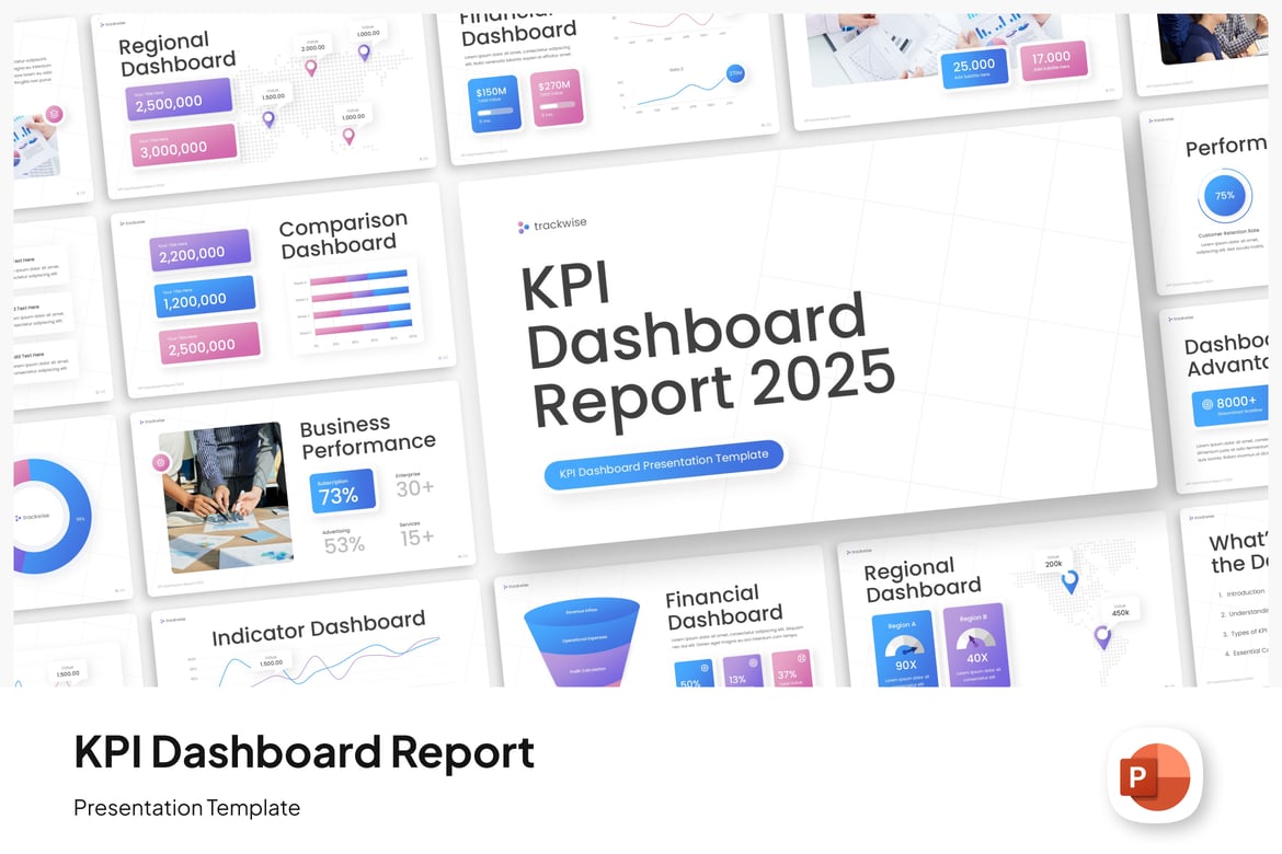 Template PowerPoint Laporan Dashboard KPI yang Kreatif dan Menarik