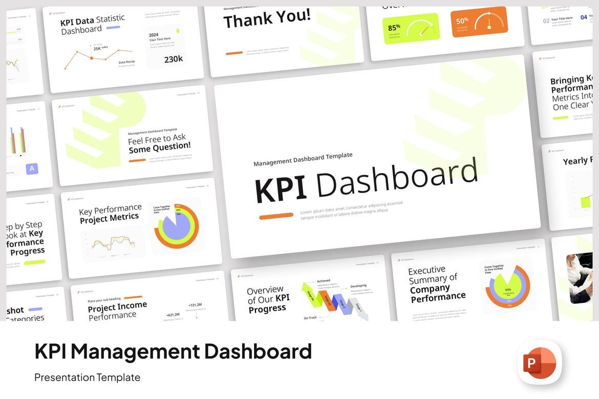 Template PowerPoint Dashboard Manajemen KPI yang Modern dan Efektif