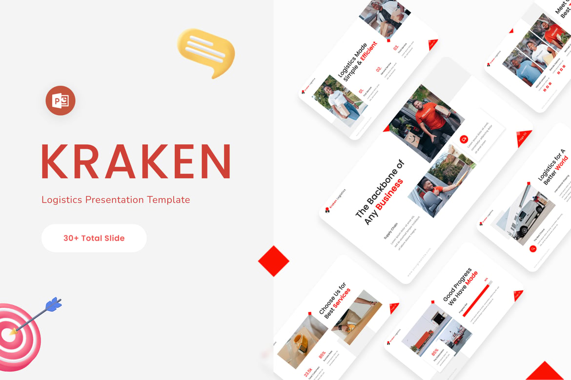 Template Presentasi PowerPoint Kraken untuk Logistik yang Modern dan Profesional