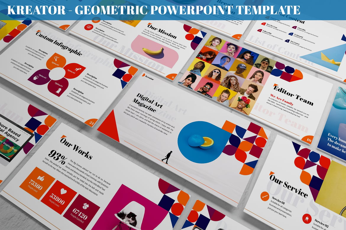 Template Powerpoint Kreator - Desain Geometris yang Menarik