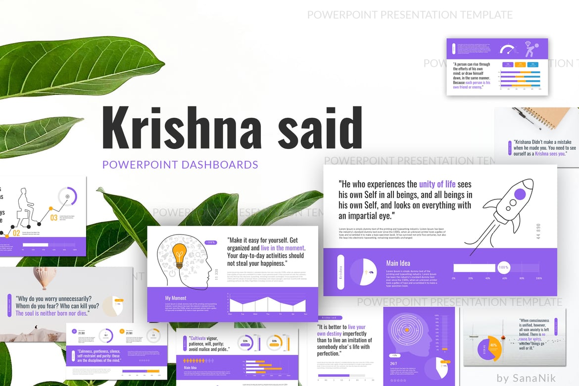 Template Presentasi PowerPoint 'Kata-Kata Krishna' untuk Kemajuan Spiritual