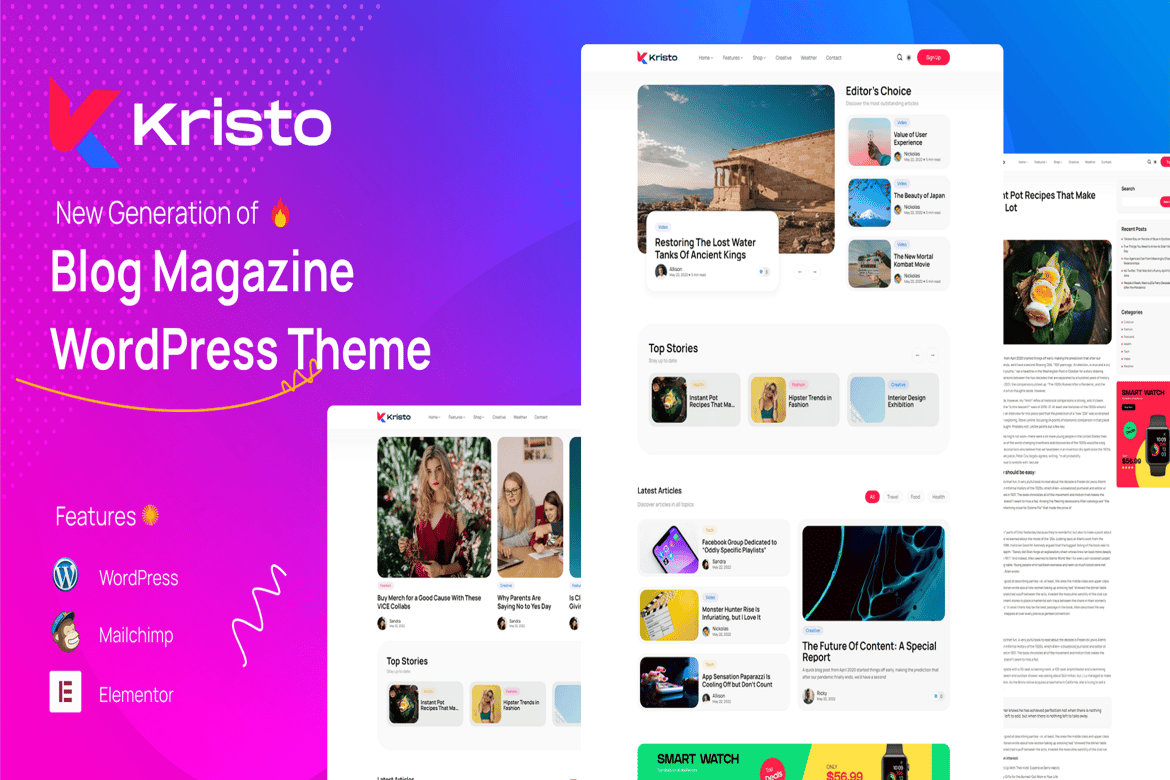 Kristo - Tema WordPress Majalah Modern yang Menarik