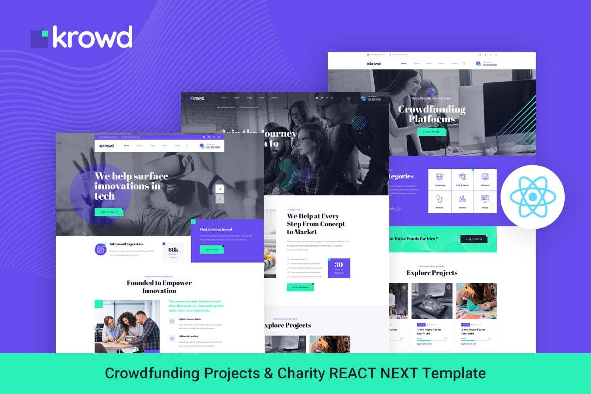 Krowd - Template Website Crowdfunding & Donasi yang Stylish dan Profesional