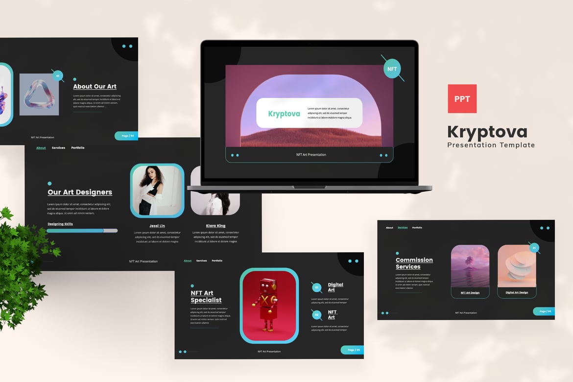Kryptova - Template Powerpoint NFT yang Menarik dan Profesional