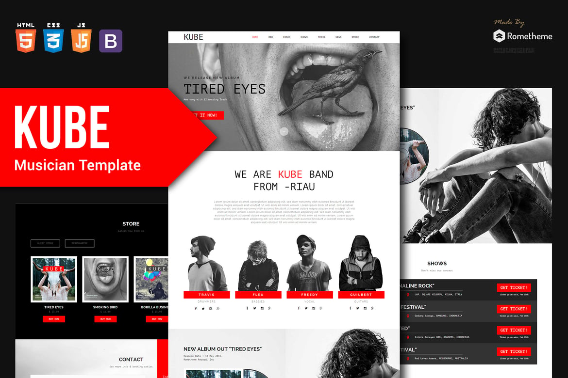 KUBE - Template Website Musik, DJ, dan Band yang Modern dan Responsif