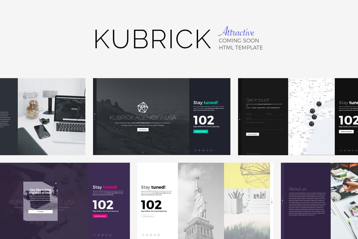 KUBRICK - Template Website Menarik untuk Halaman Coming Soon