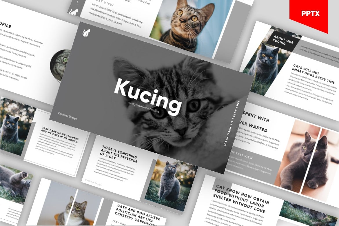 Template PowerPoint Kucing - Desain Modern untuk Toko Hewan Peliharaan