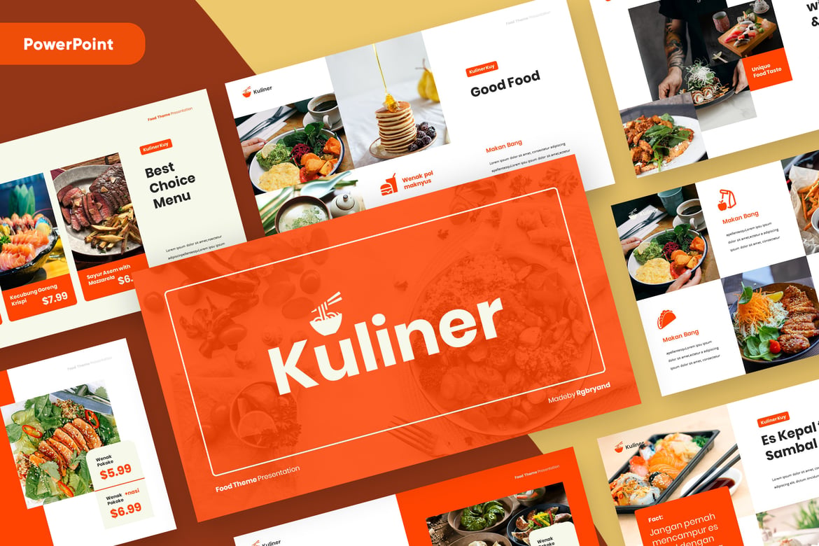Template Presentasi Powerpoint KULINER untuk Bisnis Makanan yang Menarik