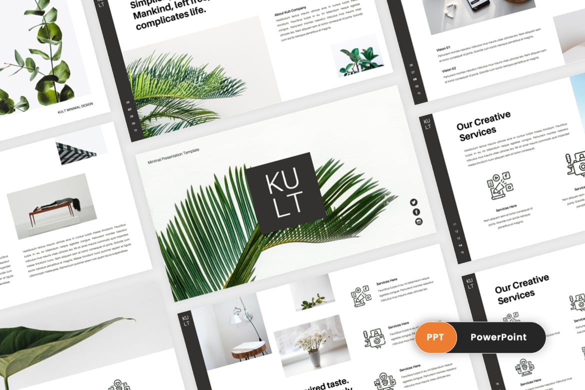 Kult - Template PowerPoint Kreatif Minimalis untuk Presentasi Menarik